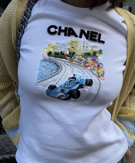 chanel f1 t-shirt|chanel's f1 t shirt.